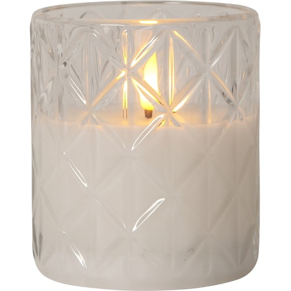 Lumânare de ceară cu LED alb în sticlă Star Trading Flamme Romb, înălțime 10 cm