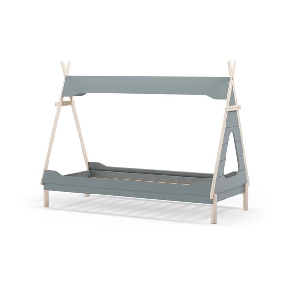 Pat pentru copii  albastru petrol de tip casă din lemn de pin 90x190 cm Nora – Marckeric