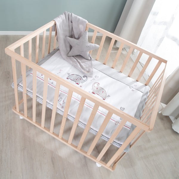 Țarc pentru copii în culoare naturală cu roți 100x75 cm Jumbo Twins – Roba-image-2