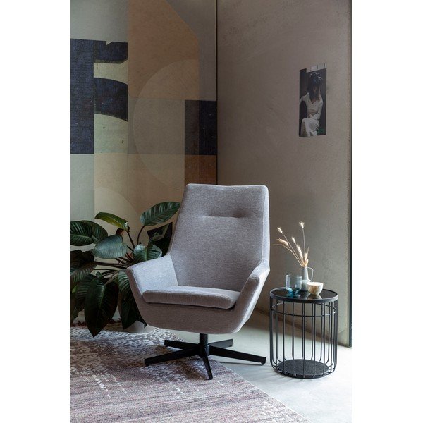 Măsuță auxiliară cu blat de sticlă White Label Lance, ø 35 cm, negru-image-4