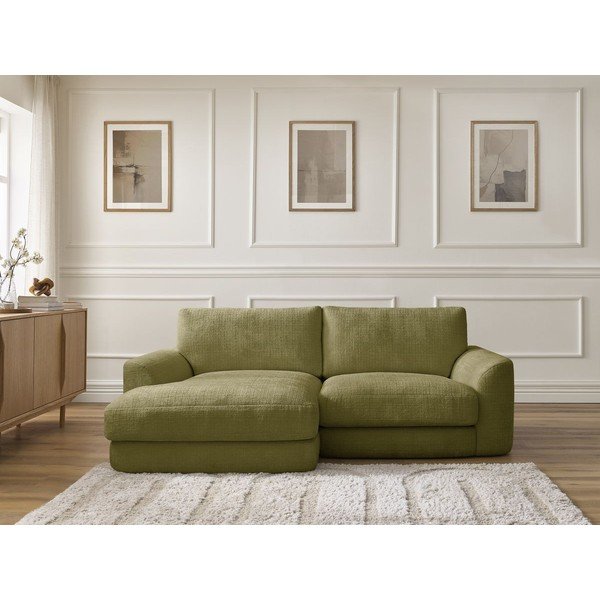 Colțar kaki cu tapițerie din chenille (cu colț pe partea stângă/cu șezlong) Leonore – Bobochic Paris-image-1