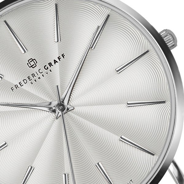 Ceas damă Frederic Graff Silver Monte Rosa Lychee White Leather, curea din piele, alb-image-1