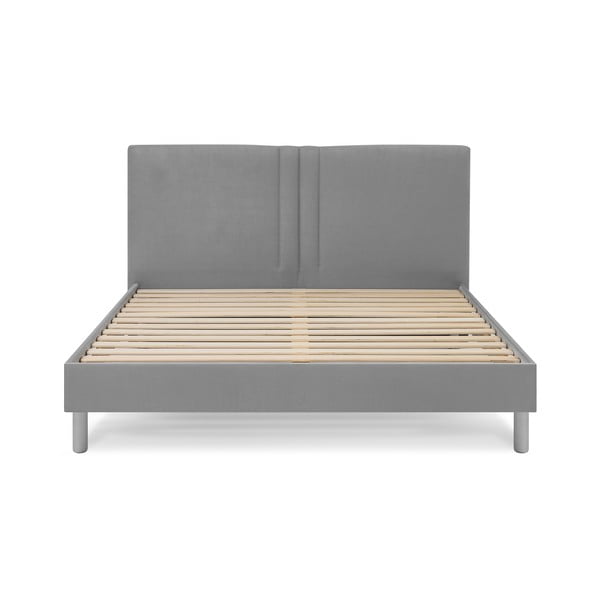 Pat matrimonial 180x200 cm gri tapițat cu somieră Kerry – Bobochic Paris-image-2