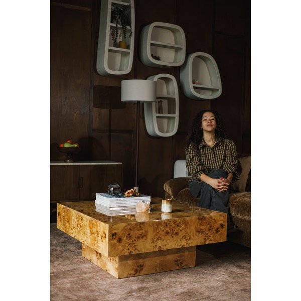 Măsuță de cafea în culoare naturală cu aspect de lemn de nuc 90x90 cm Quinn – Dutchbone-image-1