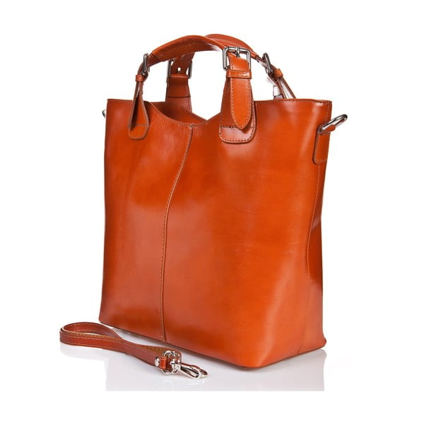 Geantă din piele Massimo Castelli Valeria, maro - portocaliu-image-2