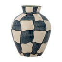 Vază albastră/crem din sticlă pictată manual (înălțime 24 cm) Check – Bloomingville