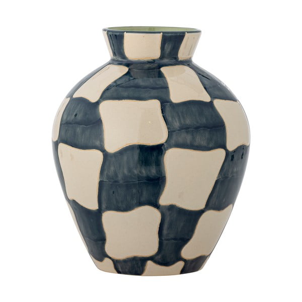 Vază albastră/crem din sticlă pictată manual (înălțime 24 cm) Check – Bloomingville