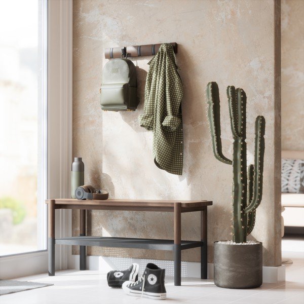 Cuier de perete maro închis din lemn de plop Flip – Umbra-image-1