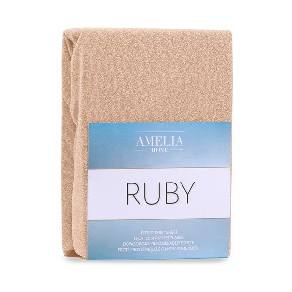 Cearceaf maro deschis din frotir cu elastic 120x200 cm Ruby – AmeliaHome-image-2