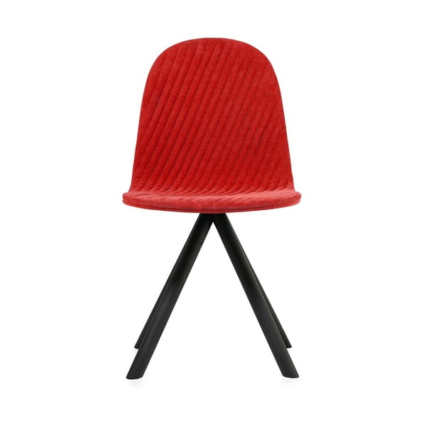 Scaun cu picioare negre Iker Mannequin Stripe, roșu
