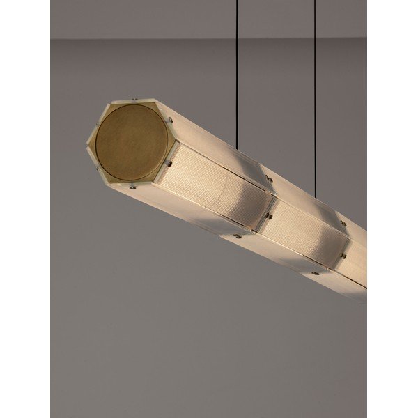 Lustră alămie LED cu intensitate reglabilă din oțel cu abajur din sticlă Essenzo – Nova Luce-image-2