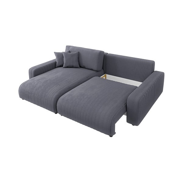 Colțar gri închis extensibil cu tapițerie din catifea reiată  (cu colț variabil) Sara – Ropez-image-2