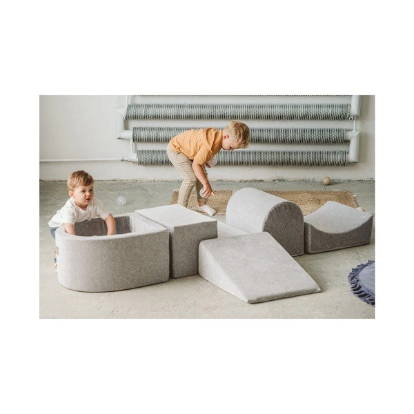 Teren de joacă din spumă maro 5 buc. din catifea reiată înălțime 30 cm 250x45 cm Montessori – Meowbaby-image-1