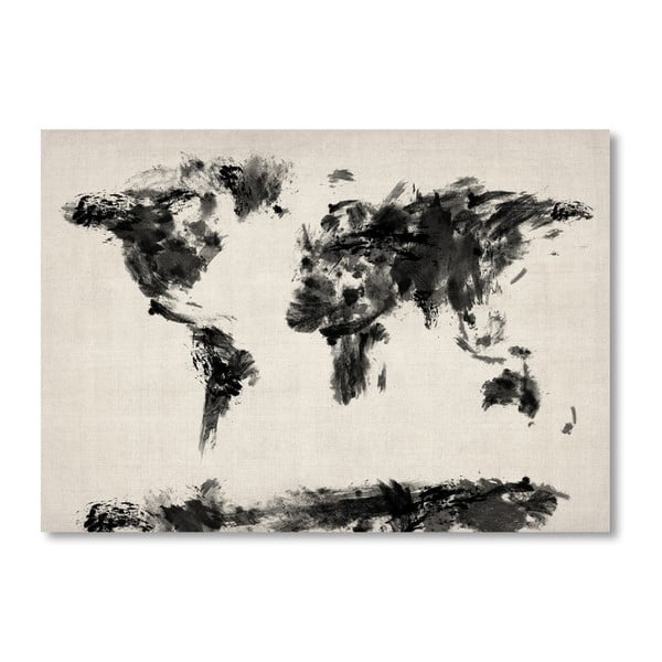 Poster cu harta lumii Americanflat Art, 60 x 42 cm, negru