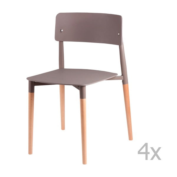 Set 4 scaune cu picioare din lemn sømcasa Claire, gri