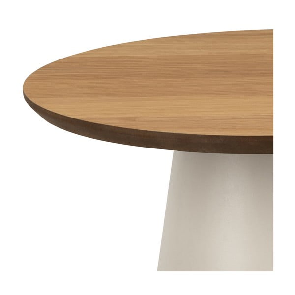Măsuță de cafea crem/în culoare naturală rotundă cu blat cu aspect de lemn de stejar ø 45 cm Soli – Actona-image-2