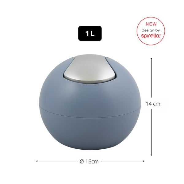 Coș de gunoi albastru deschis din plastic 1 l   Bowl Matt – Spirella-image-2