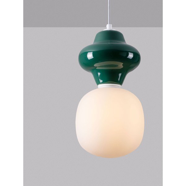 Lustră albă/petrol din ceramică cu abajur din sticlă ø 18 cm Clio – Nova Luce-image-1