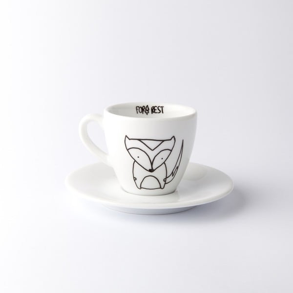 Ceașcă pentru espresso cu farfurioară Fox, 100 ml