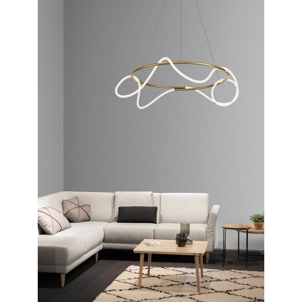 Lustră aurie LED cu intensitate reglabilă din aluminiu cu abajur din sticlă acrilică ø 70 cm Tiriac – Nova Luce-image-1
