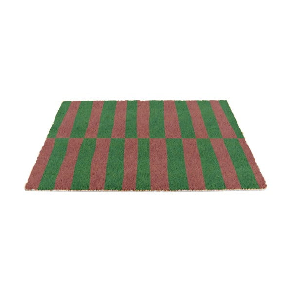 Covoraș de intrare din fibre de nucă de cocos 40x60 cm Pink & Green Half Stripes – Artsy Doormats
