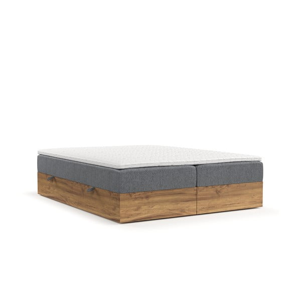 Pat boxspring gri/în culoare naturală cu spațiu de depozitare 140x200 cm Faro – Maison de Rêve