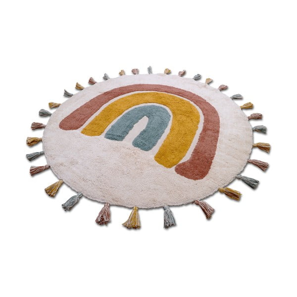 Covor lucrat manual pentru copii Nattiot Rainbow, ø 110 cm-image-2