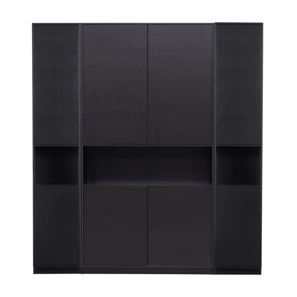 Bibliotecă modulară neagră din lemn masiv de pin 190x210 cm Finca – WOOOD