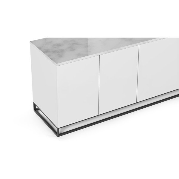 Masă TV cu blat alb în decor de marmură TemaHome Join, 200 x 65 cm, alb mat-image-3