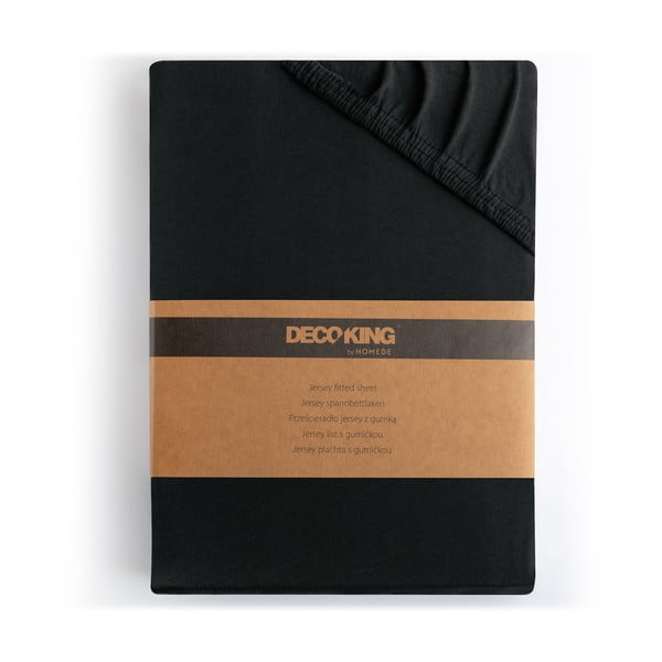 Cearceaf negru din jerseu cu elastic 220x200 cm Amber – Restilo-image-4
