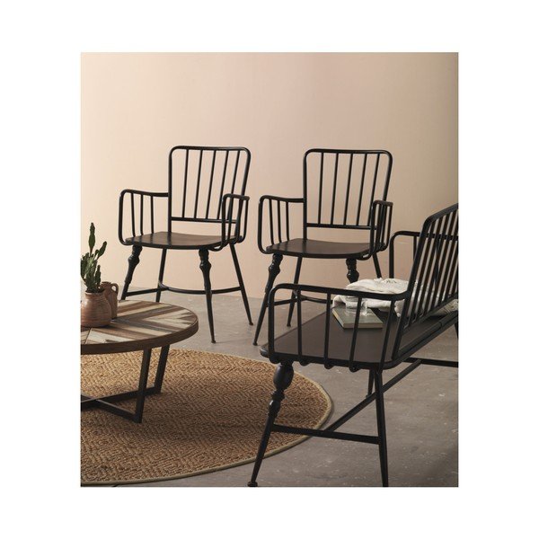 Bancă metalică de grădină Geese Gap, negru-image-2