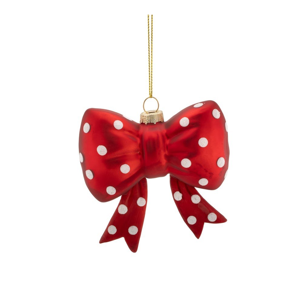 Ornament de Crăciun din sticlă 3,5 cm Spotty Bow – Sass & Belle