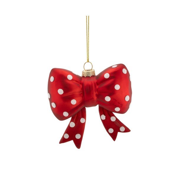 Ornament de Crăciun din sticlă 3,5 cm Spotty Bow – Sass & Belle