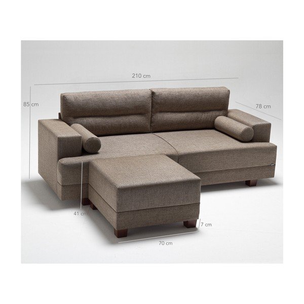 Canapea cu picioare Balcab Home Ivett, maro-image-1