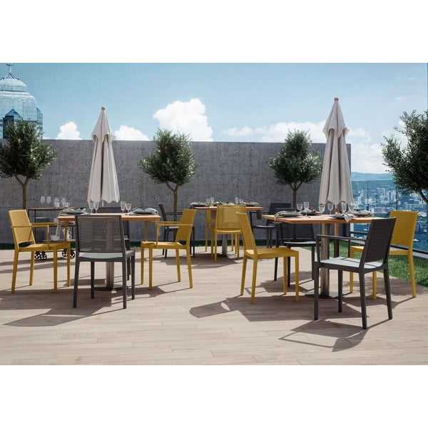 Scaun de grădină galben din plastic Grid – Rojaplast-image-3