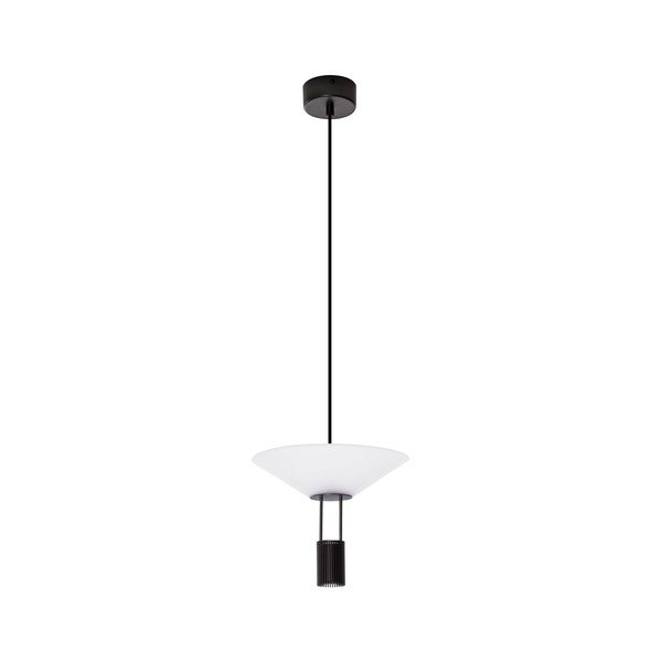 Lustră negru-mat LED din aluminiu cu abajur din sticlă acrilică ø 22 cm Anafi – Nova Luce