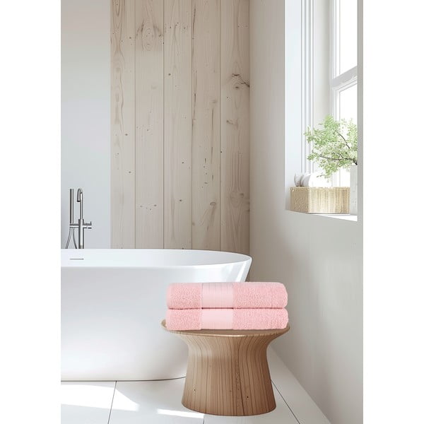 Prosoape roz 2 buc. din bumbac din frotir 70x140 cm – Good Morning-image-1