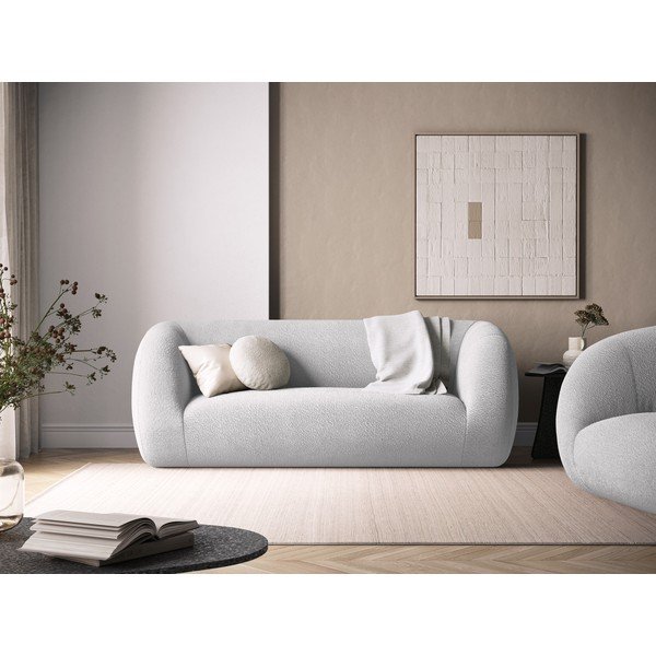 Canapea gri deschis cu tapițerie din stofă bouclé 210 cm Essen – Cosmopolitan Design-image-1