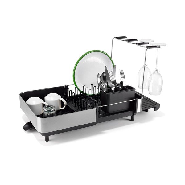 Scurgător de vase negru ajustabil din plastic 35,5x38 cm Extend Steel Plus – Joseph Joseph