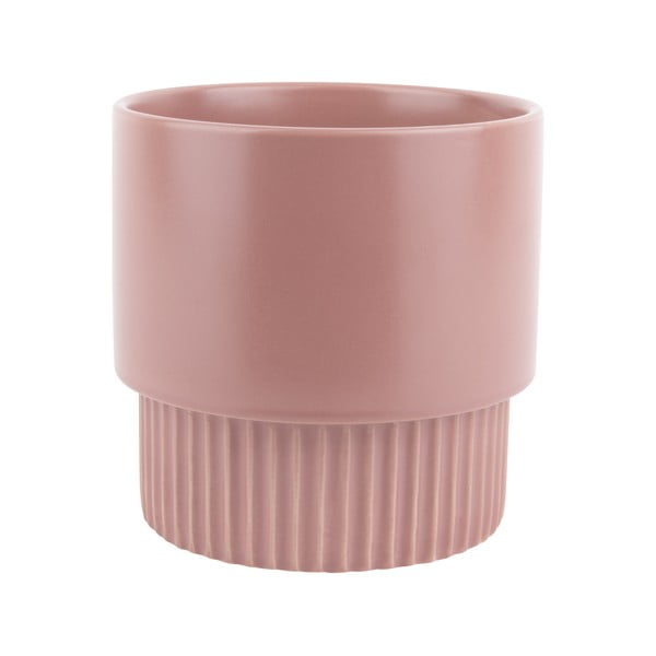 Ghiveci din ceramică PT LIVING Ribbed, înălțime 15 cm, roz
