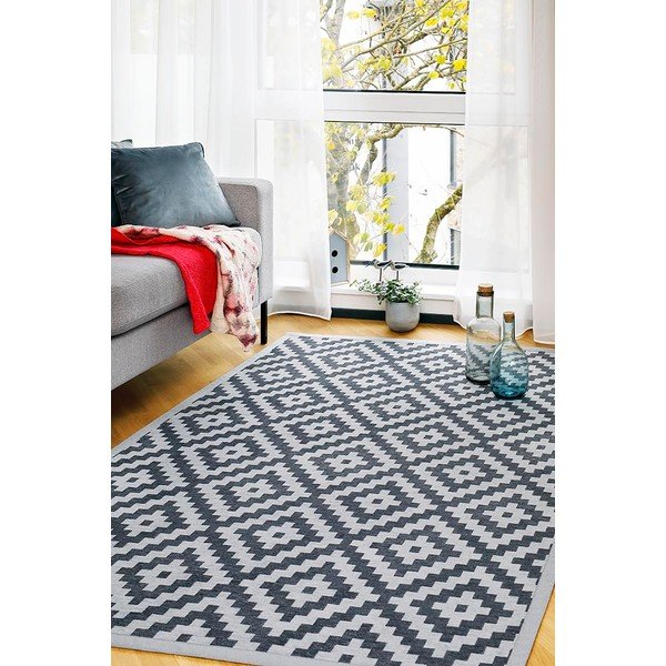 Covor cu 2 fețe Narma Saka, 100 x 160 cm, gri-image-2