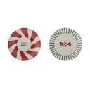 Farfurii roșii-crem 2 buc. pentru desert, din gresie ø 12,5 cm, cu model de Crăciun Yule – Bloomingville