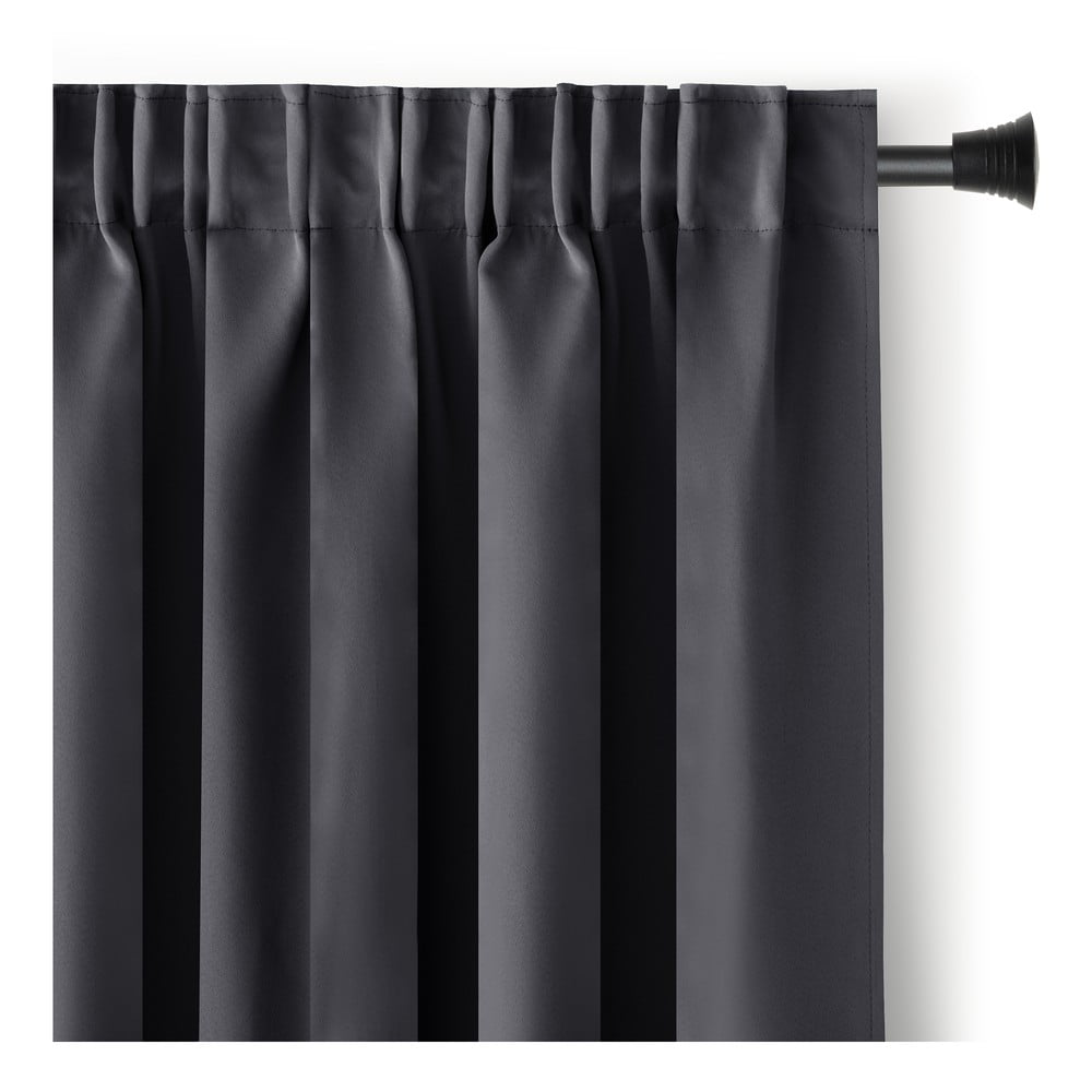 Draperie gri antracit blackout/termoizolantă 140x245 cm Pleat – Restilo
