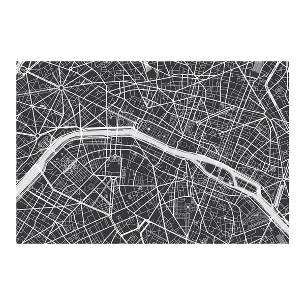 Tablou Homemania Maps Paris Black, 70 x 100 cm