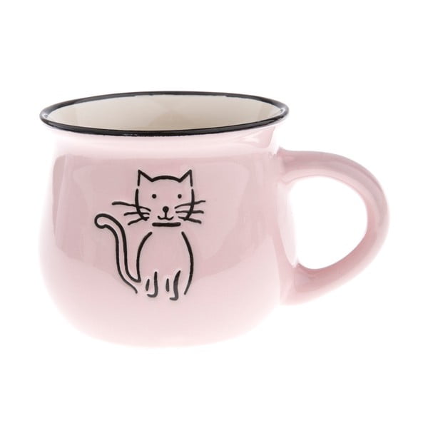 Cană din ceramică Dakls, volum 0,3 l, roz, model pisică