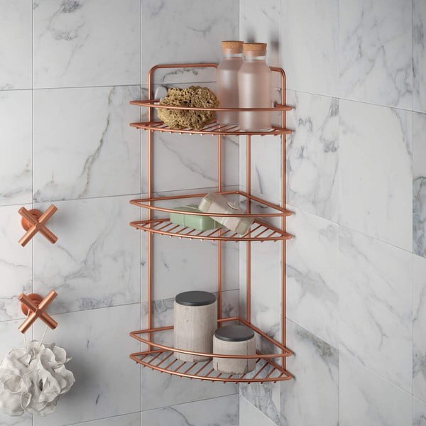 Etajeră pe colț cu 3 rafturi pentru baie Metaltex Copper-image-2