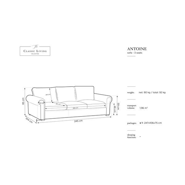 Canapea Windsor & Co Sofas Antoine, negru, 245 cm-image-1