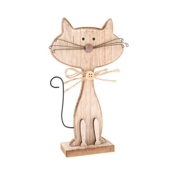 Decorațiune din lemn în formă de pisică Dakls Cats, înălțime 18 cm