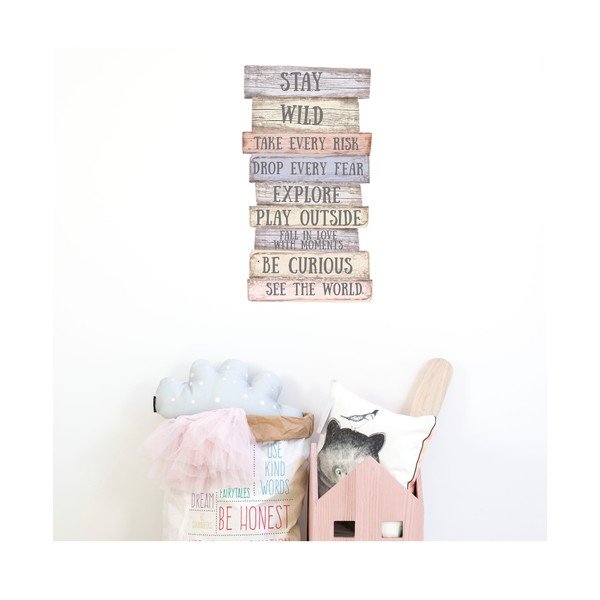 Decoraţiune din lemn Little Nice Things Wild Rules, 50 x 30 cm-image-1