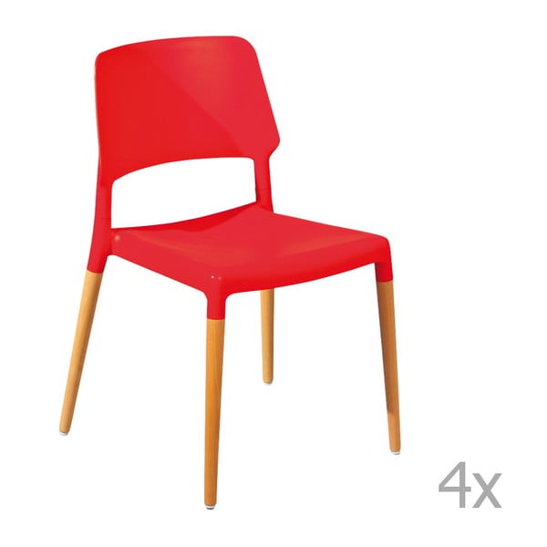 Set 4 scaune 13Casa Molde, roșu